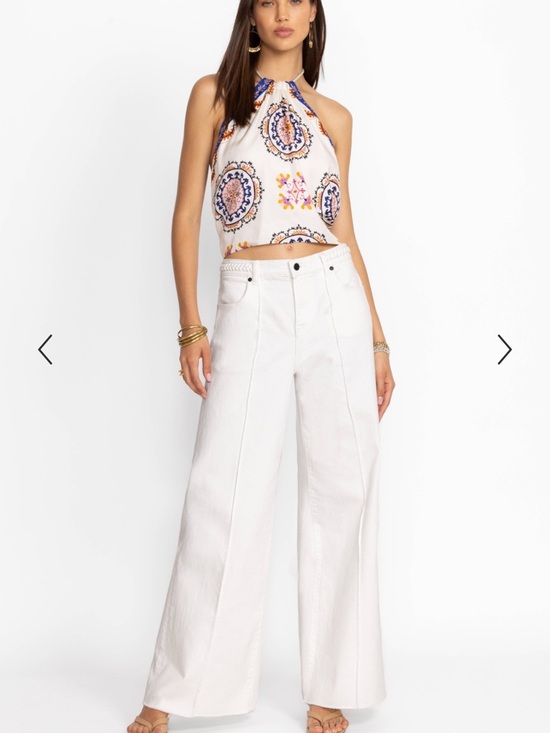Johnny Was Denim - Johnny Was NWT Braided Wide Leg Jeans Sz 25 White